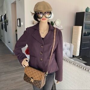 💋 Phoebe plum purple pin striped blazer jacket coat 10